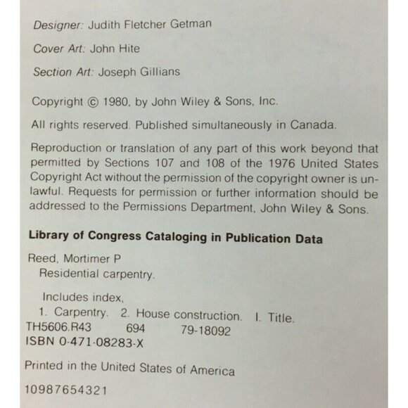 Residental Carpentry by Mortimer P. Reed Instructional Book Mprtimer P Reed - Picture 4 of 5